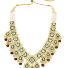Gold Plated Green Kundan Maroon Bead Bridal Set