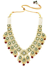 Gold Plated Green Kundan Maroon Bead Bridal Set