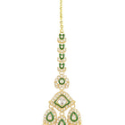 Gold Plated Green Kundan Maroon Bead Bridal Set