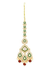 Gold Plated Green Kundan Maroon Bead Bridal Set