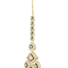 Gold Plated Green Kundan Maroon Bead Bridal Set