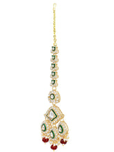 Gold Plated Green Kundan Maroon Bead Bridal Set