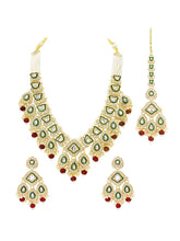 Gold Plated Green Kundan Maroon Bead Bridal Set