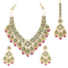 Gold Plated Mint Kundan Pearl Bridal Necklace Set