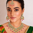 Gold Plated Mint Kundan Pearl Bridal Necklace Set