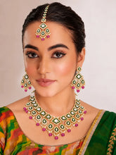 Gold Plated Mint Kundan Pearl Bridal Necklace Set