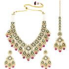 Gold Plated Mint Kundan Pearl Bridal Necklace Set