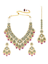 Gold Plated Mint Kundan Pearl Bridal Necklace Set