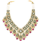 Gold Plated Mint Kundan Pearl Bridal Necklace Set