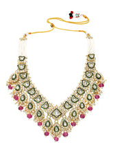 Gold Plated Mint Kundan Pearl Bridal Necklace Set