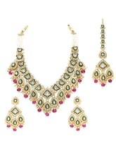 Gold Plated Mint Kundan Pearl Bridal Necklace Set