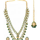 Gold Plated Green Kundan Cascade Necklace Set