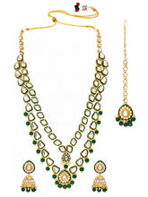 Gold Plated Green Kundan Cascade Necklace Set