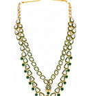 Gold Plated Green Kundan Cascade Necklace Set