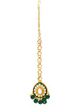 Gold Plated Green Kundan Cascade Necklace Set