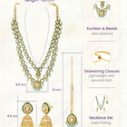 Gold Plated Mint Kundan Layered Necklace Set