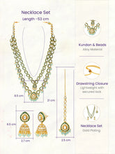 Gold Plated Mint Kundan Layered Necklace Set