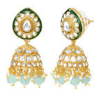 Gold Plated Mint Kundan Layered Necklace Set