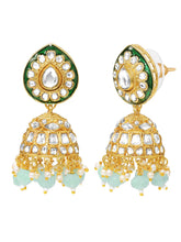 Gold Plated Mint Kundan Layered Necklace Set