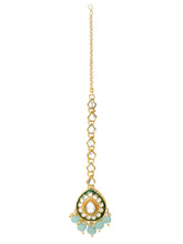 Gold Plated Mint Kundan Layered Necklace Set