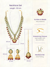 Gold Plated Green Kundan Maroon Bead Necklace Set