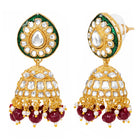 Gold Plated Green Kundan Maroon Bead Necklace Set