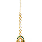 Gold Plated Green Kundan Maroon Bead Necklace Set