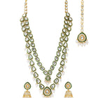 Gold Plated Green Kundan Pearl Layered Set
