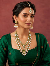 Gold Plated Green Kundan Pearl Layered Set