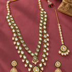 Gold Plated Green Kundan Pearl Layered Set
