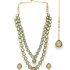 Gold Plated Green Kundan Pearl Layered Set