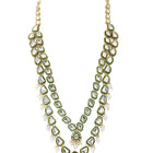Gold Plated Green Kundan Pearl Layered Set