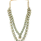 Gold Plated Green Kundan Pearl Layered Set