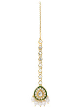 Gold Plated Green Kundan Pearl Layered Set