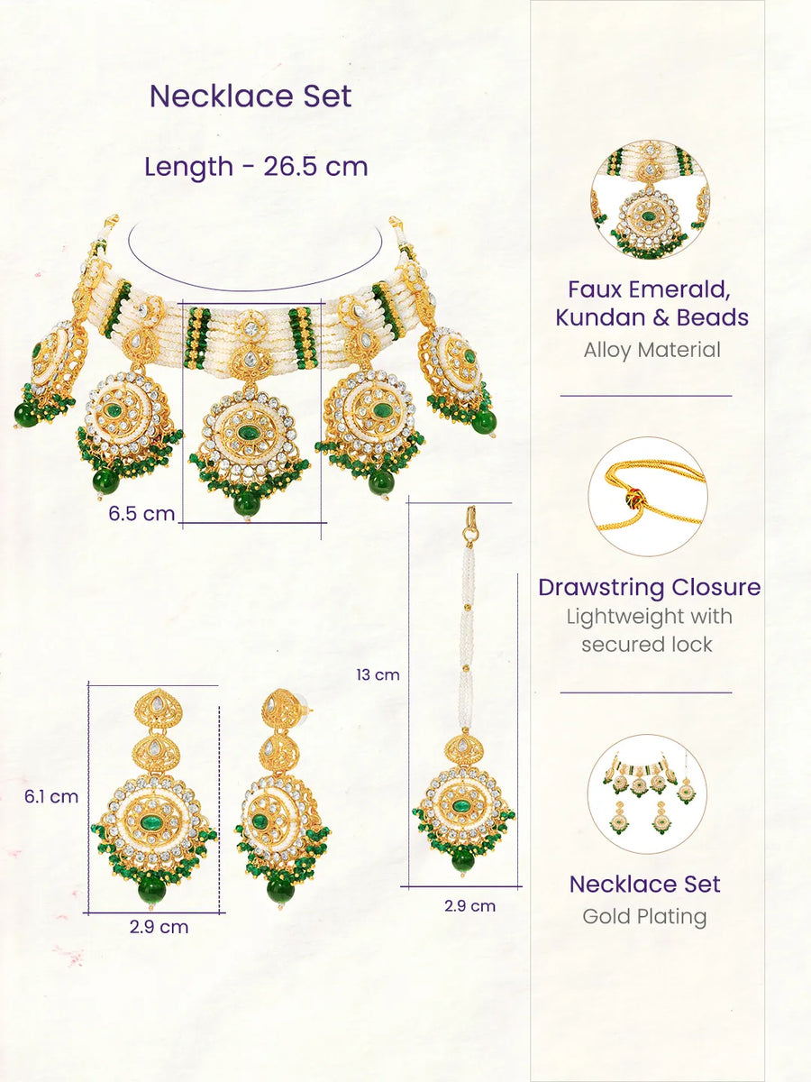 Gold Plated Green Kundan Festive Bridal Set