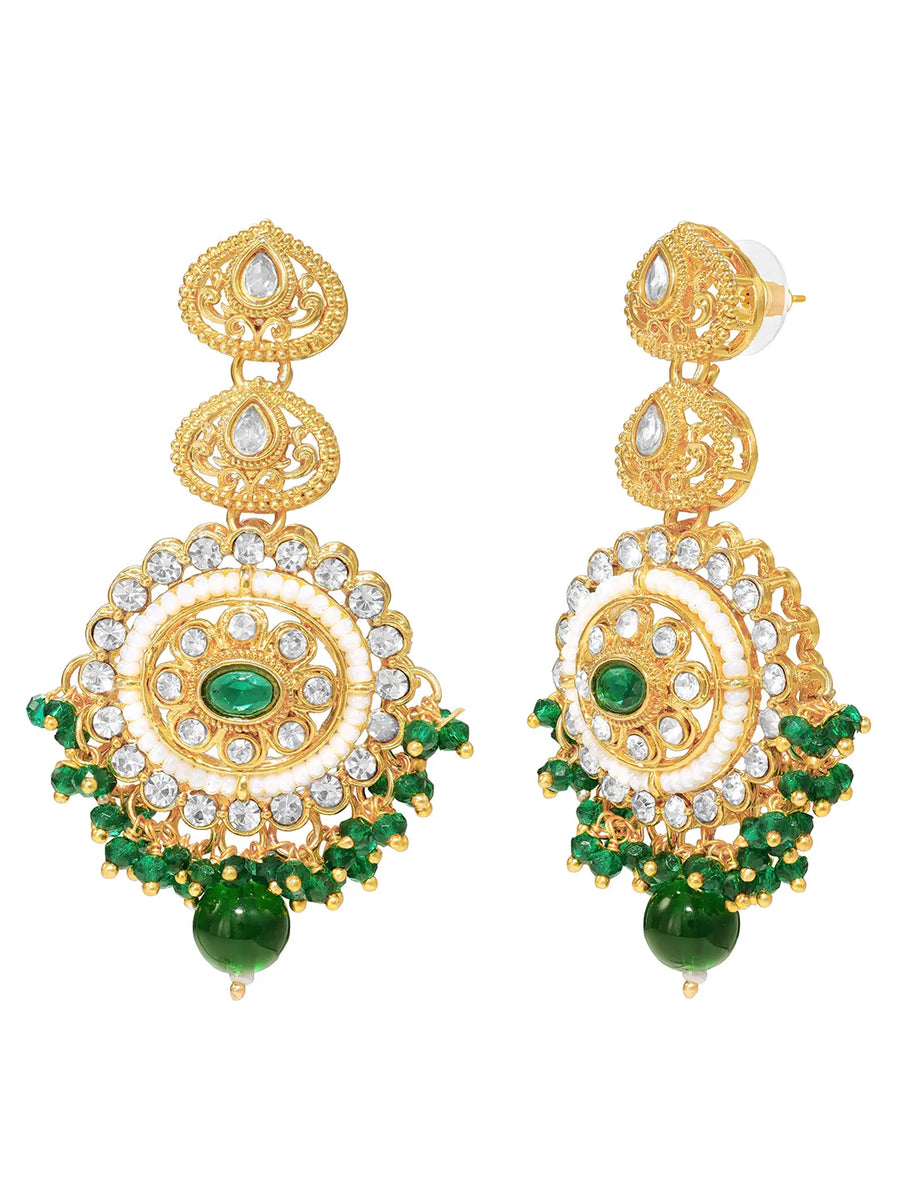 Gold Plated Green Kundan Festive Bridal Set