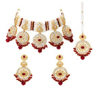 Gold Plated Maroon Kundan Luminous Bridal Set