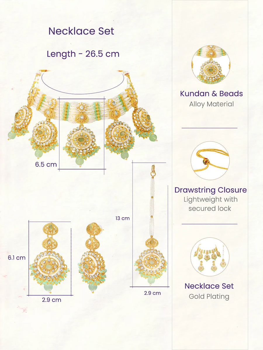 Gold Plated Mint Kundan Heritage Bridal Set