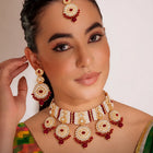 Gold Plated Maroon Kundan Luminous Bridal Set