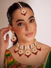 Gold Plated Maroon Kundan Luminous Bridal Set