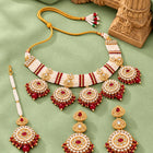 Gold Plated Maroon Kundan Luminous Bridal Set
