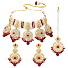 Gold Plated Maroon Kundan Luminous Bridal Set