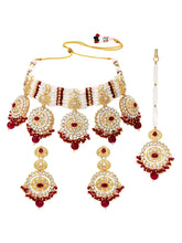 Gold Plated Maroon Kundan Luminous Bridal Set