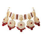 Gold Plated Maroon Kundan Luminous Bridal Set
