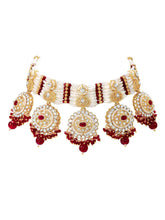 Gold Plated Maroon Kundan Luminous Bridal Set