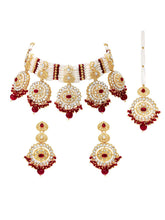 Gold Plated Maroon Kundan Luminous Bridal Set