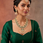 Gold Plated Green Kundan Classic Bridal Set