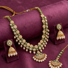 Gold Plated Green Kundan Classic Bridal Set
