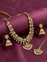 Gold Plated Green Kundan Classic Bridal Set