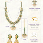 Gold Plated Green Kundan Classic Bridal Set